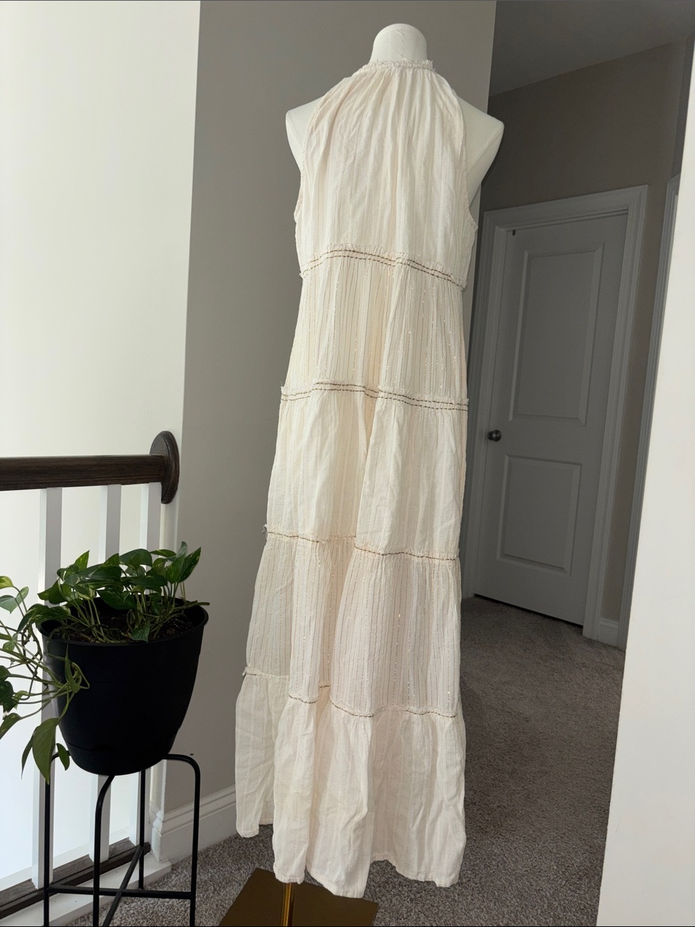 Free People Boho Cream Jumpsuit with Tassel Tie - Picture 5 of 5